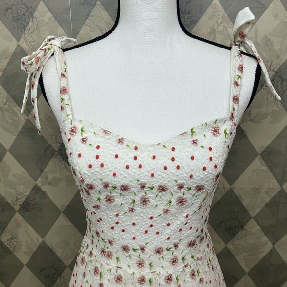 DRESS THE POPULATION Wren Tie Shoulder Midi Dress Floral Lace - Picture 5 of 9